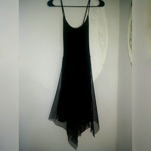 🎃 NWOT lined black asymmetrical fishnet dress